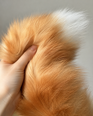 Electric Plush Tail Accessory - Orange White - orange white texture hand