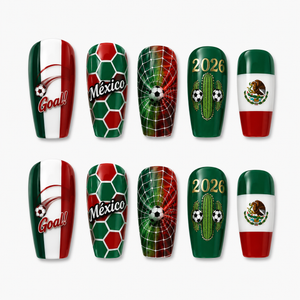 24-Piece Soccer Fan Press-On Nail Set Style Or Detail View 7