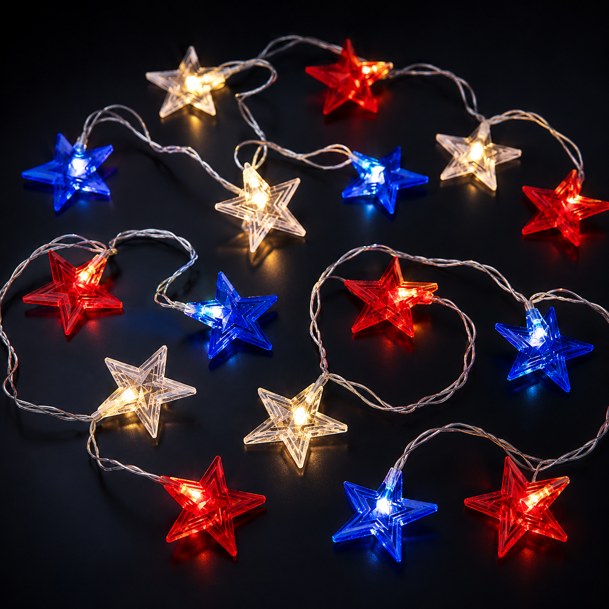 4th of July Star String Lights for Porch, Patio, Garden, and Party Decor