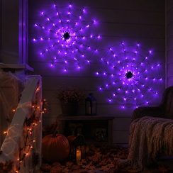 Halloween Spider Web Lights for Porch and Yard Decor