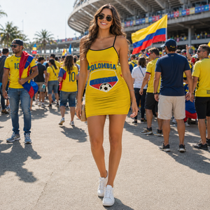 Colombia Flag Soccer Summer Dress Worn Or Detail Scene 9