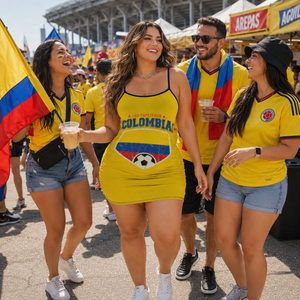 Colombia Flag Soccer Summer Dress Worn Or Detail Scene 13