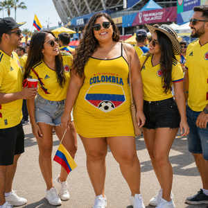 Colombia Flag Soccer Summer Dress Worn Or Detail Scene 15