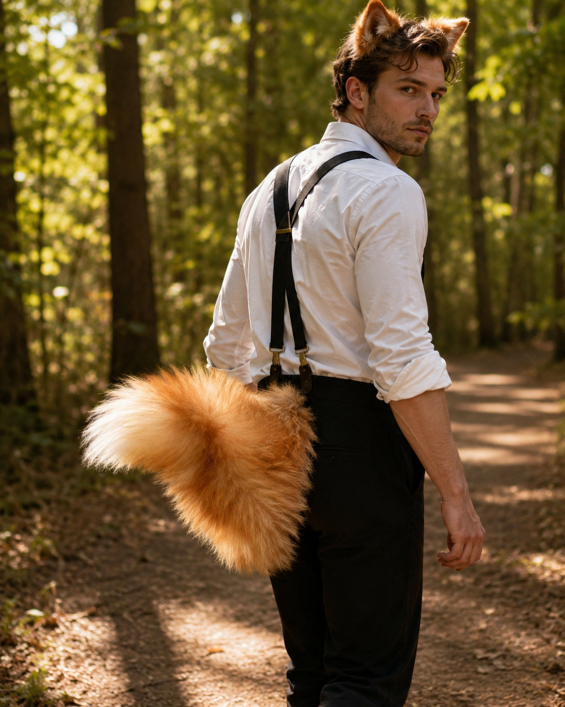 Electric Plush Tail Accessory - Orange White - orange white male forest