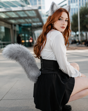 Electric Plush Tail Accessory - Silver Gray - silver gray product belt flat
