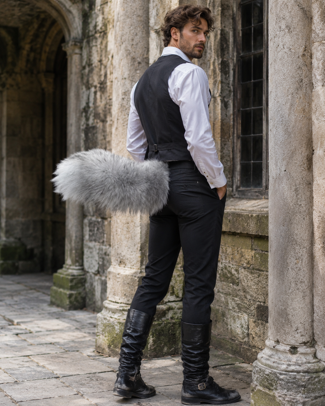 Electric Plush Tail Accessory - Silver Gray - silver gray product mannequin