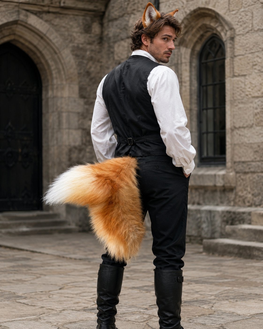 Electric Plush Tail Accessory - Orange White - orange white male castle