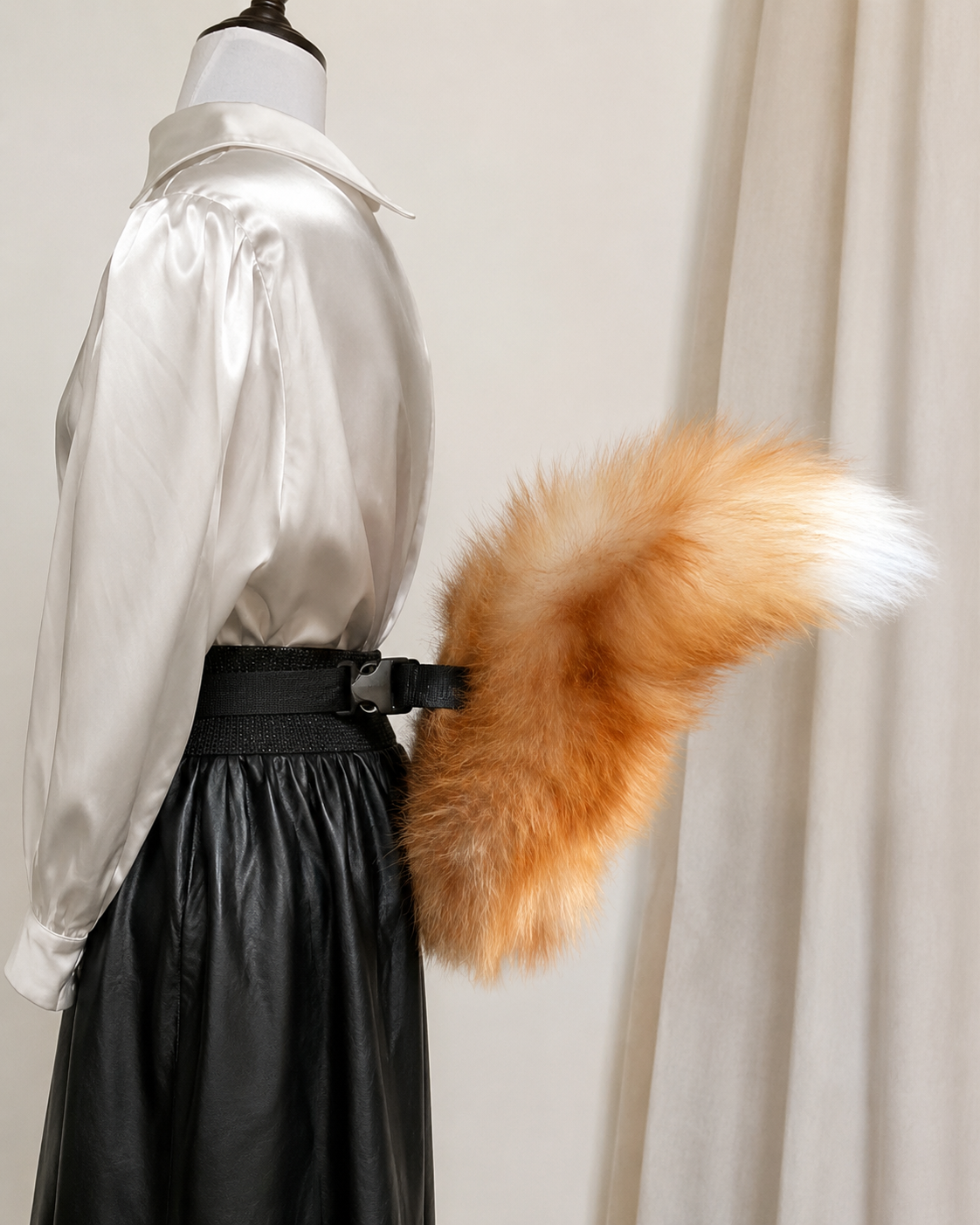Electric Plush Tail Accessory - Orange White - orange white mannequin outfit
