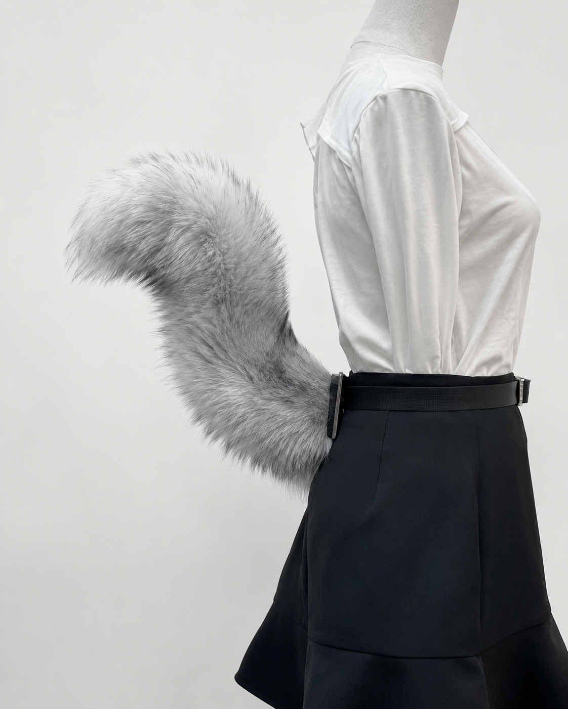 Electric Plush Tail Accessory - Orange White - orange white product mannequin