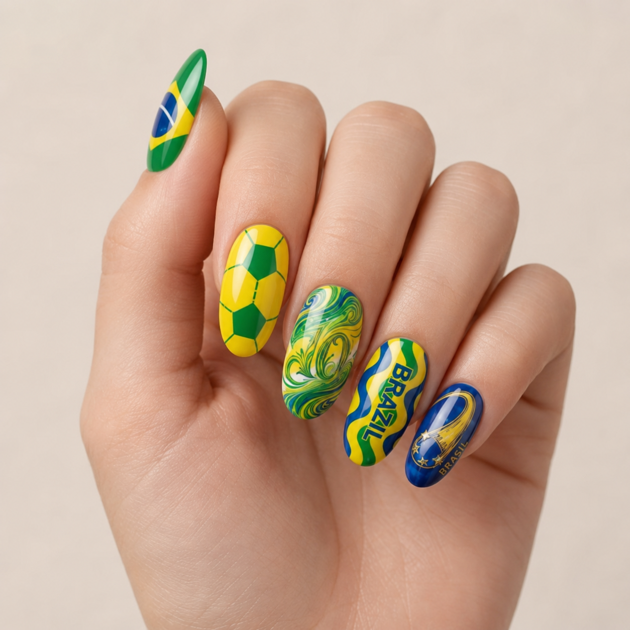 24-Piece Soccer Fan Press-On Nail Set Style Or Detail View 2