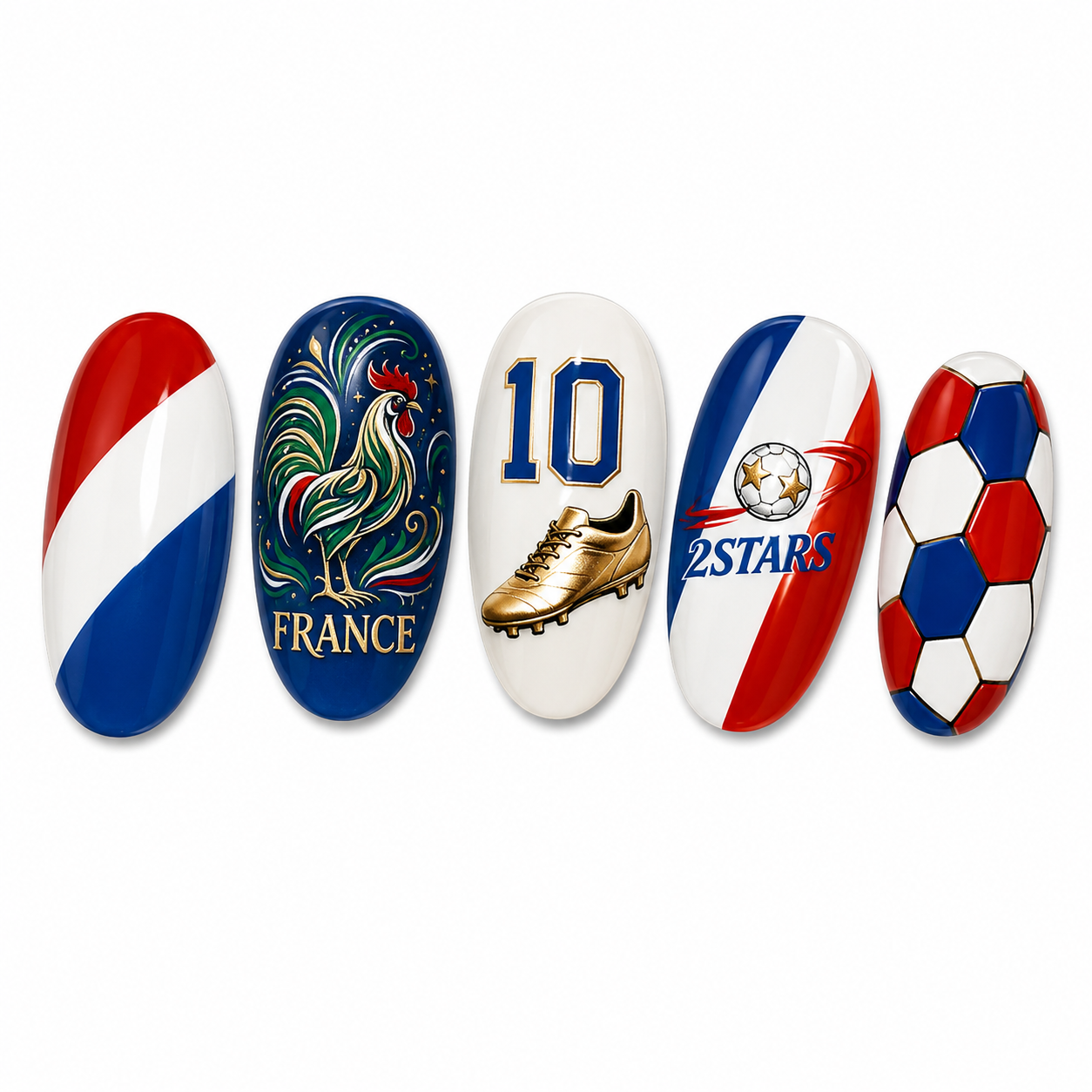 24-Piece Soccer Fan Press-On Nail Set Style Or Detail View 3