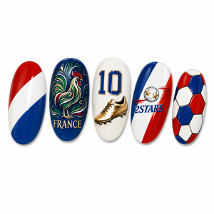 24-Piece Soccer Fan Press-On Nail Set Style Or Detail View 3