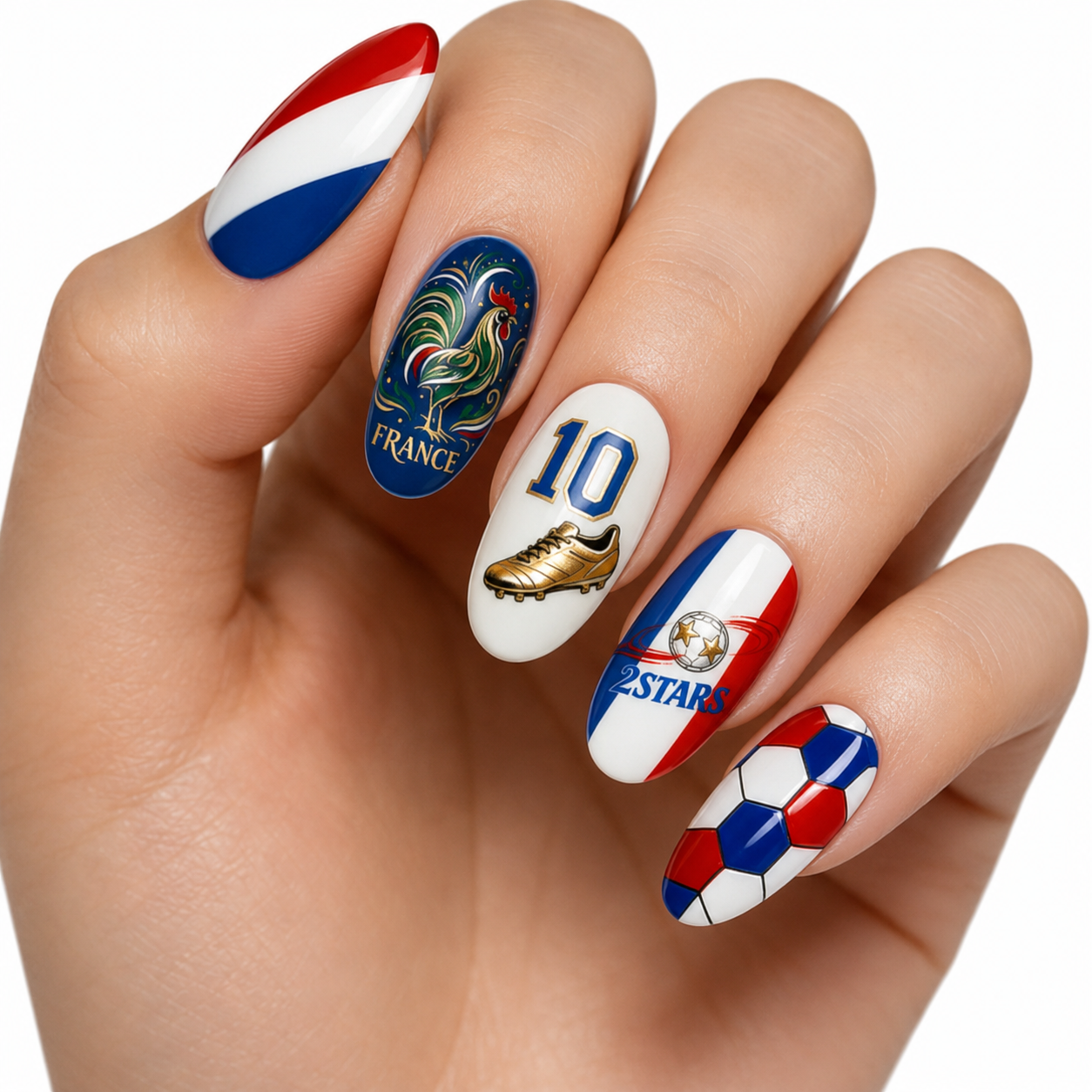 24-Piece Soccer Fan Press-On Nail Set Style Or Detail View 4