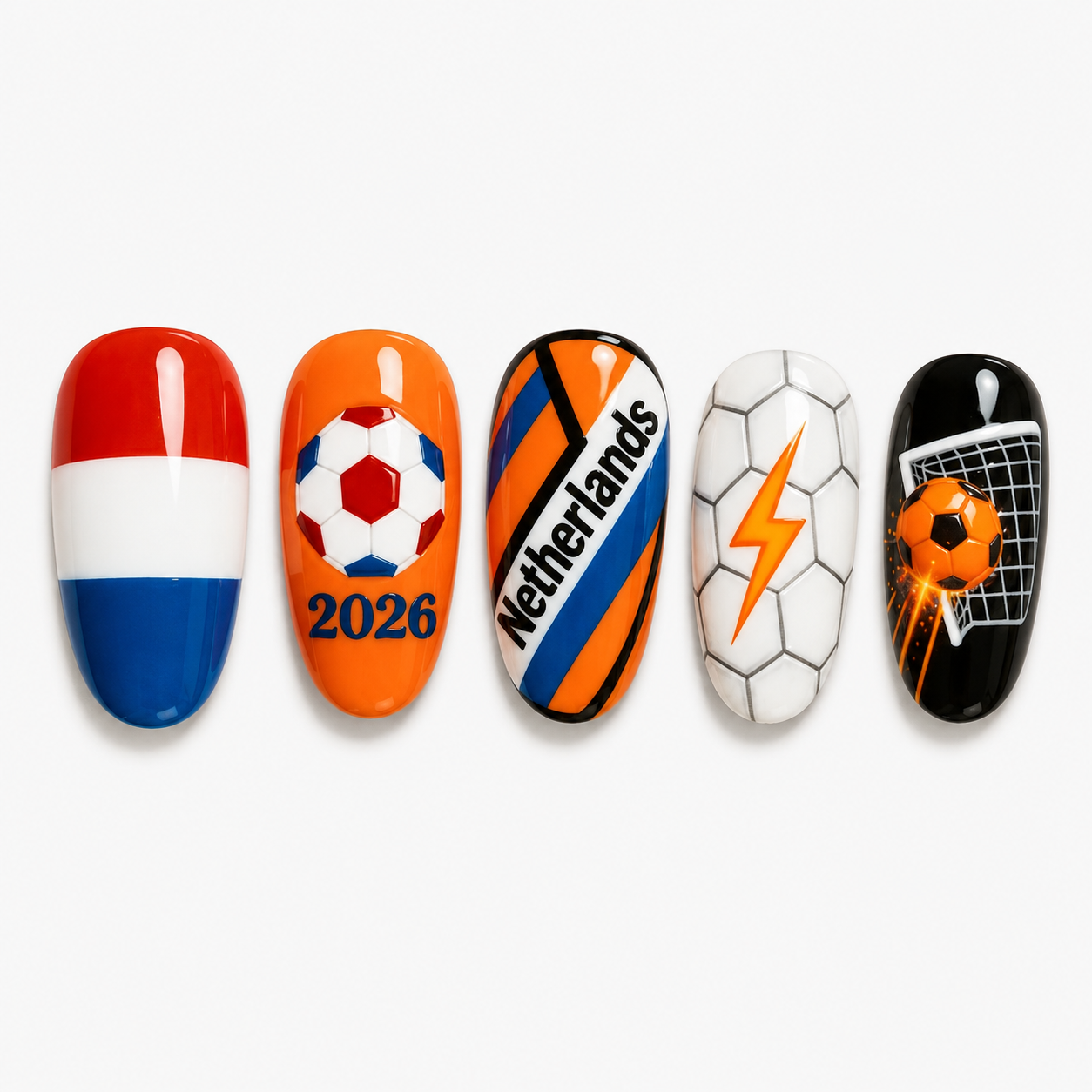 24-Piece Soccer Fan Press-On Nail Set Style Or Detail View 5