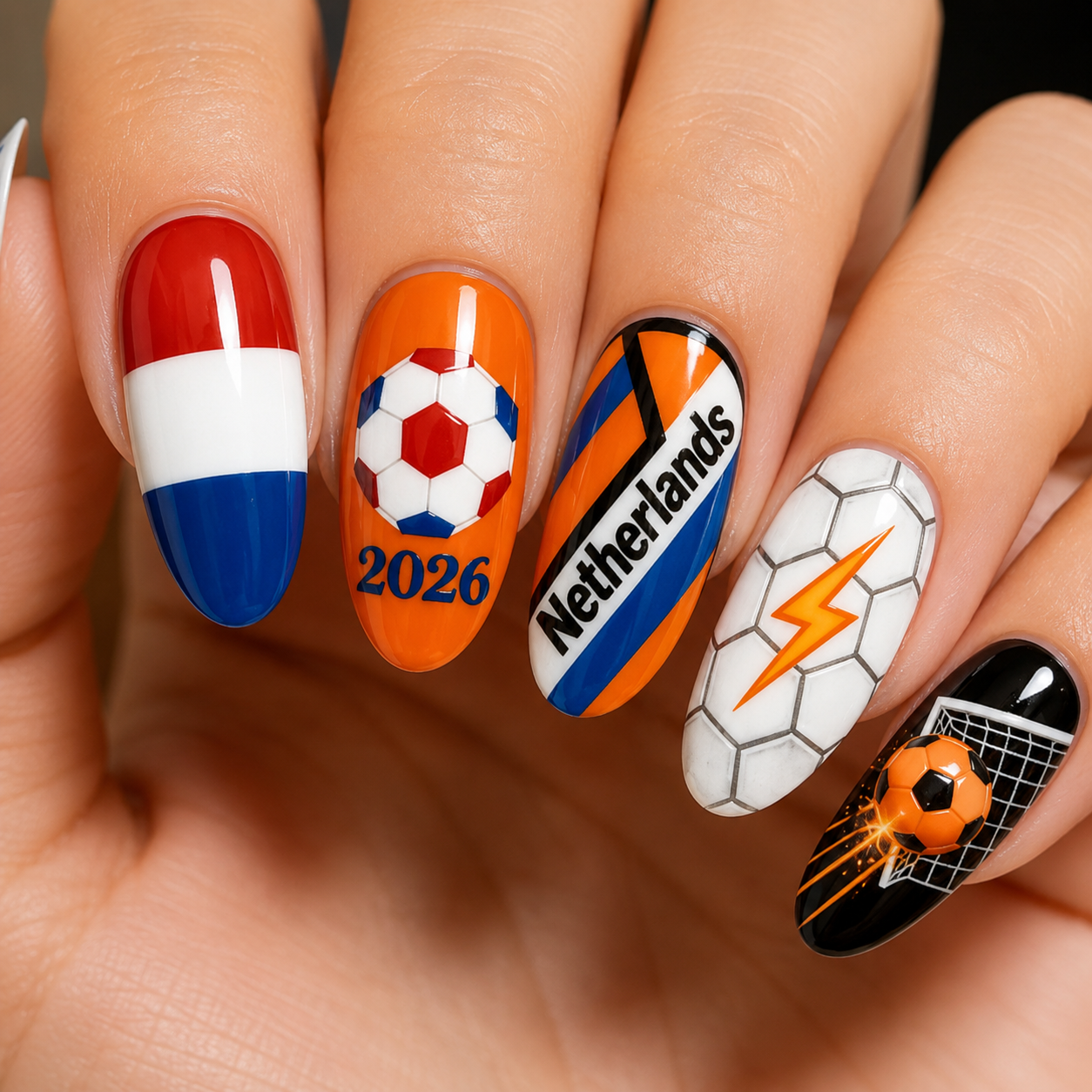 24-Piece Soccer Fan Press-On Nail Set Style Or Detail View 6