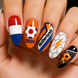 24-Piece Soccer Fan Press-On Nail Set Style Or Detail View 6