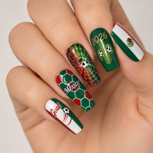 24-Piece Soccer Fan Press-On Nail Set Style Or Detail View 8