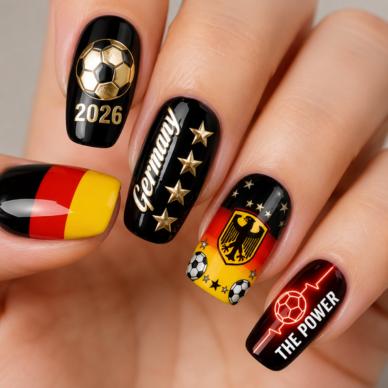 24-Piece Soccer Fan Press-On Nail Set Style Or Detail View 10
