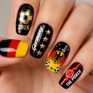 24-Piece Soccer Fan Press-On Nail Set Style Or Detail View 10