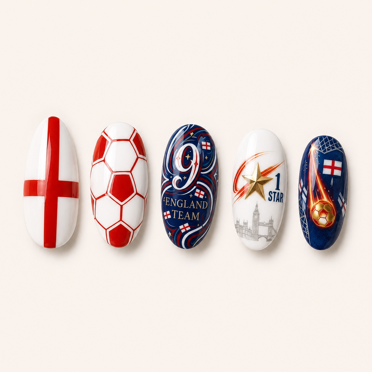 24-Piece Soccer Fan Press-On Nail Set Style Or Detail View 11