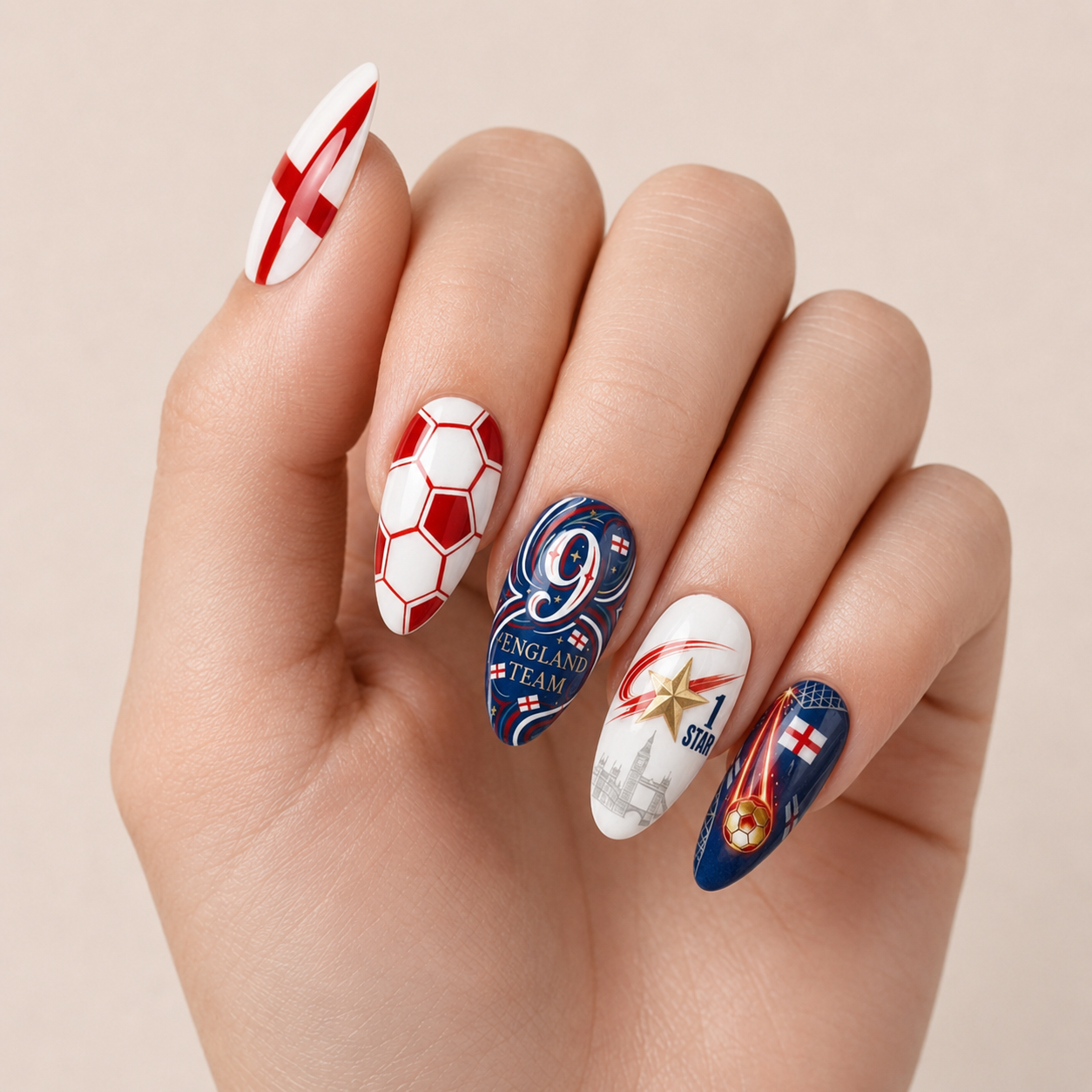 24-Piece Soccer Fan Press-On Nail Set Style Or Detail View 12