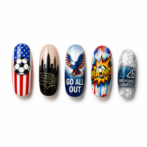 24-Piece Soccer Fan Press-On Nail Set Style Or Detail View 17