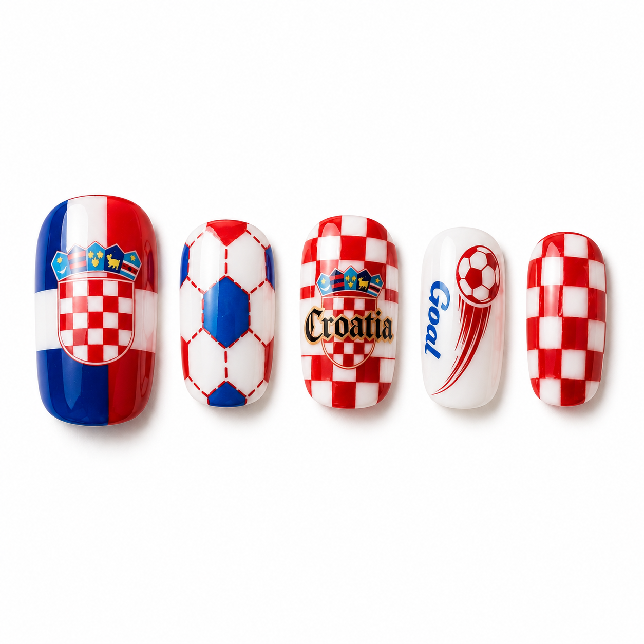 24-Piece Soccer Fan Press-On Nail Set Style Or Detail View 24