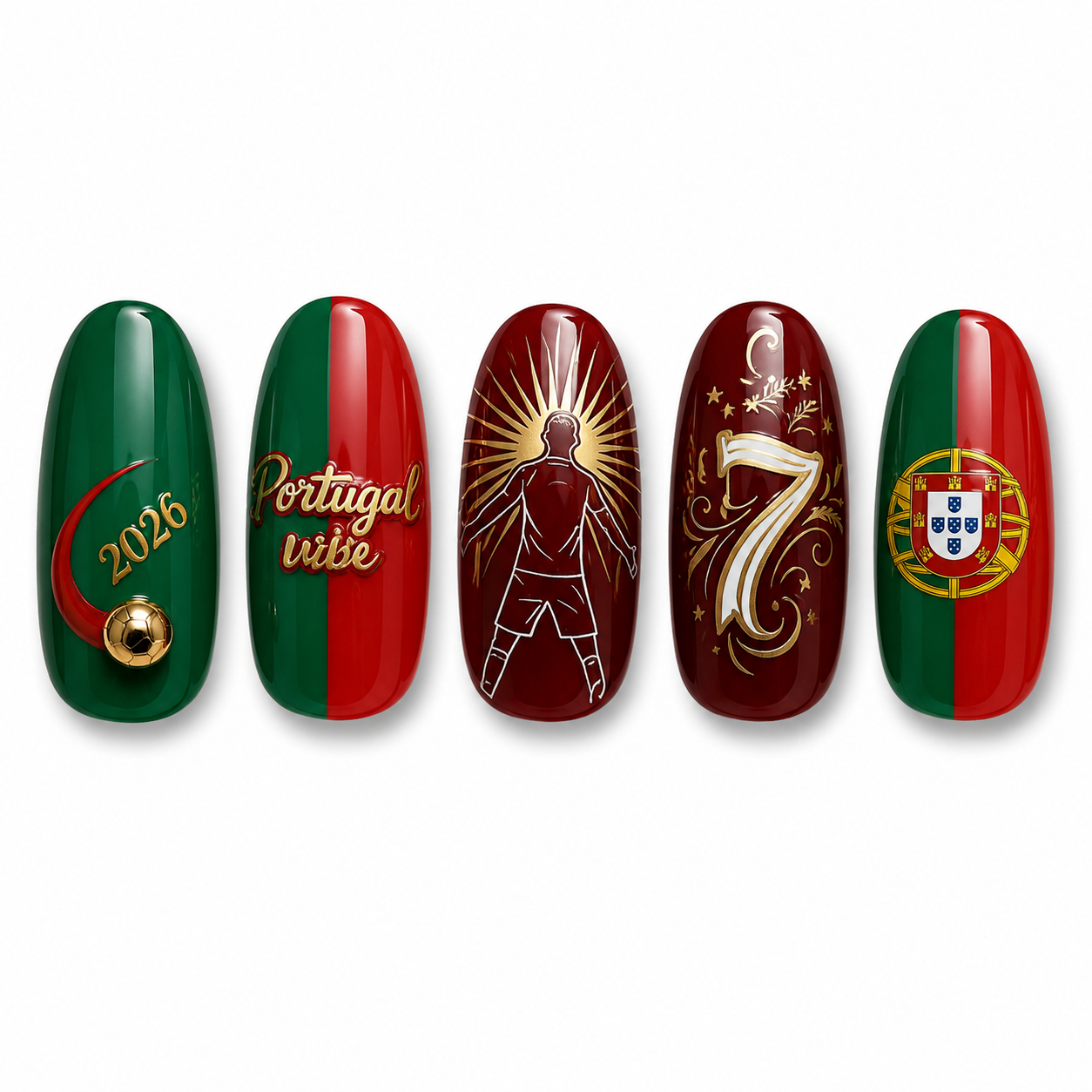 24-Piece Soccer Fan Press-On Nail Set Style Or Detail View 25