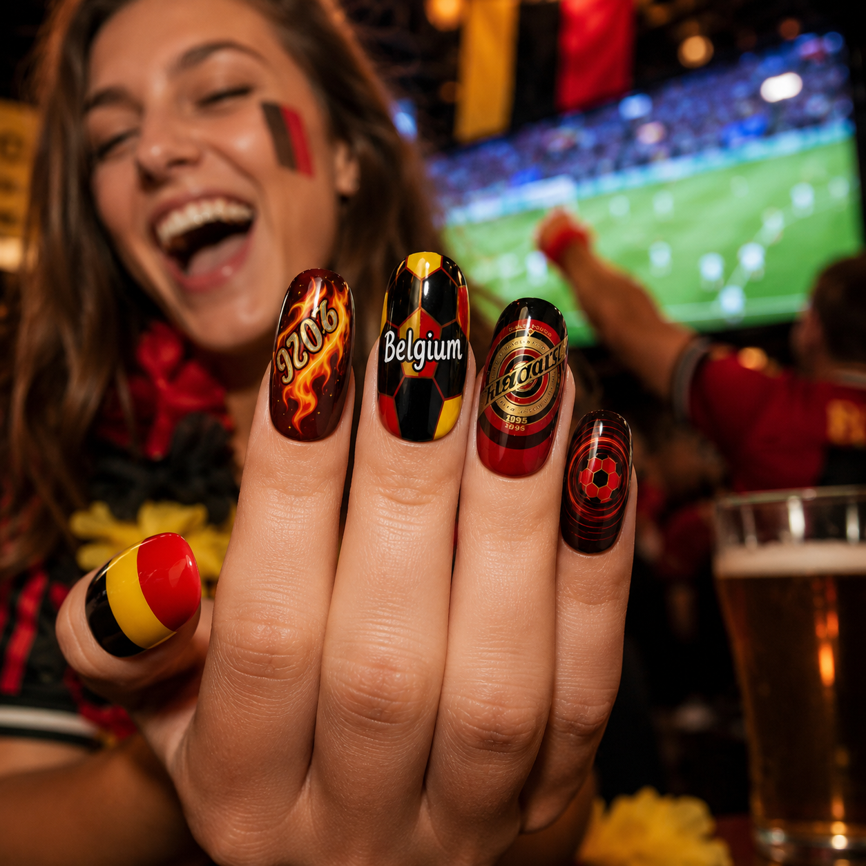 24-Piece Soccer Fan Press-On Nail Set Style Or Detail View 28