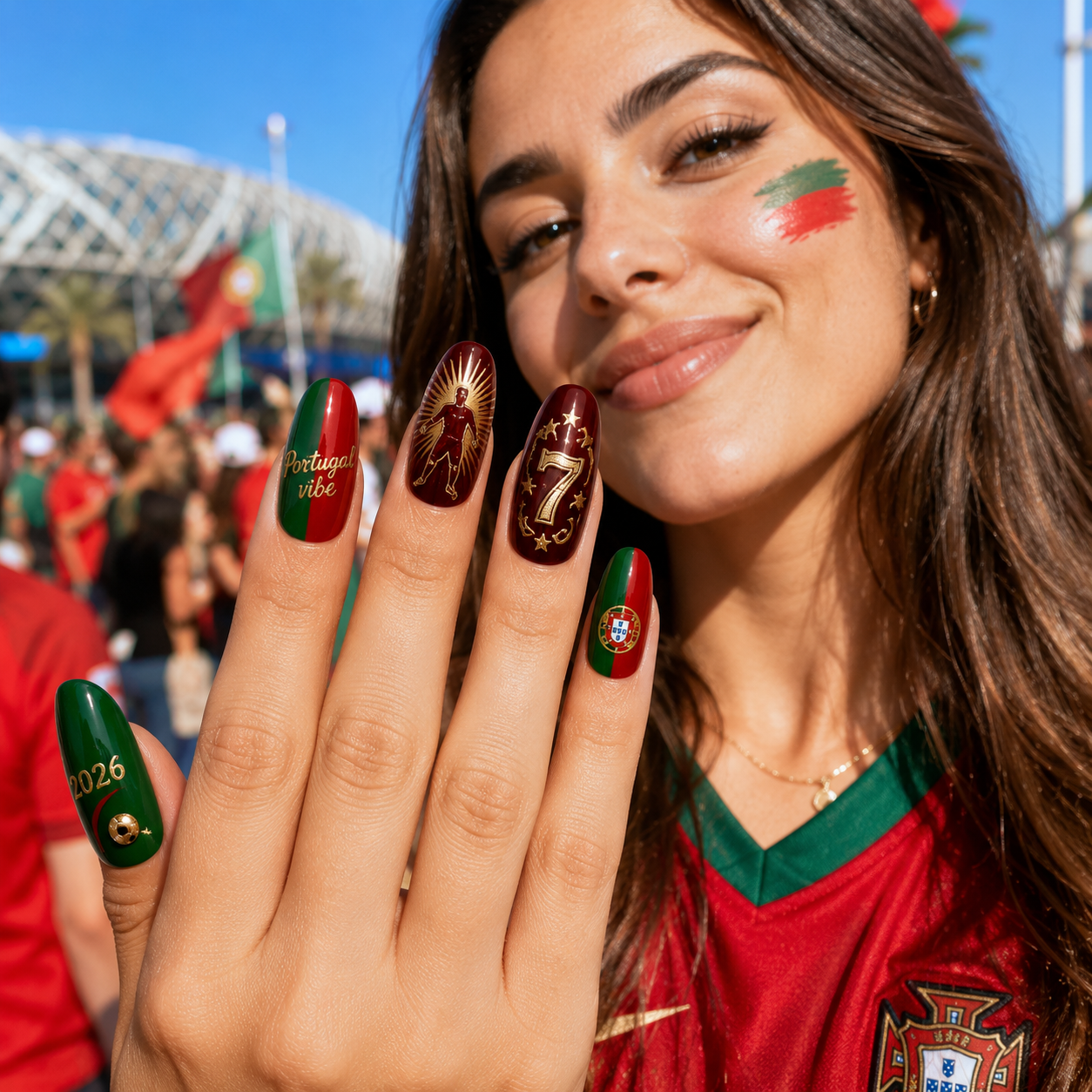 24-Piece Soccer Fan Press-On Nail Set Style Or Detail View 29