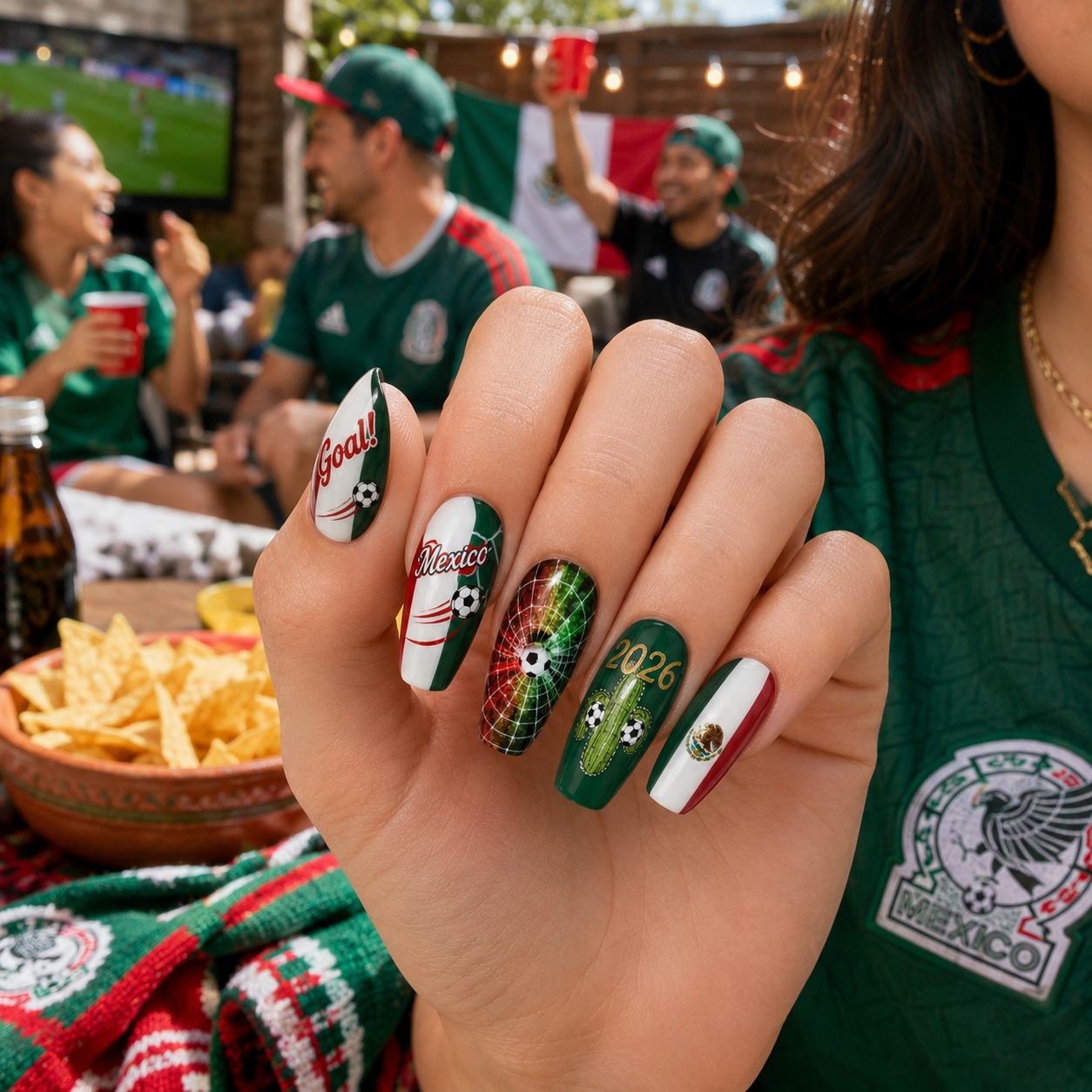24-Piece Soccer Fan Press-On Nail Set Style Or Detail View 32