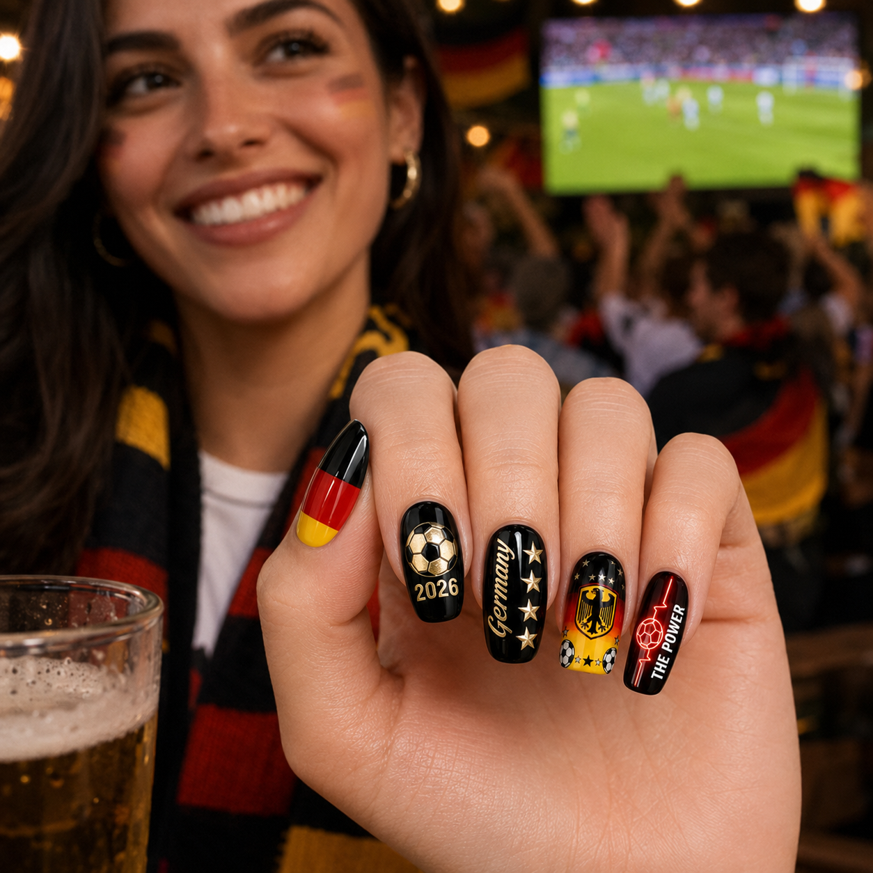 24-Piece Soccer Fan Press-On Nail Set Style Or Detail View 33