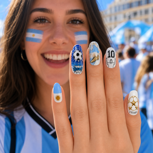 24-Piece Soccer Fan Press-On Nail Set Style Or Detail View 37