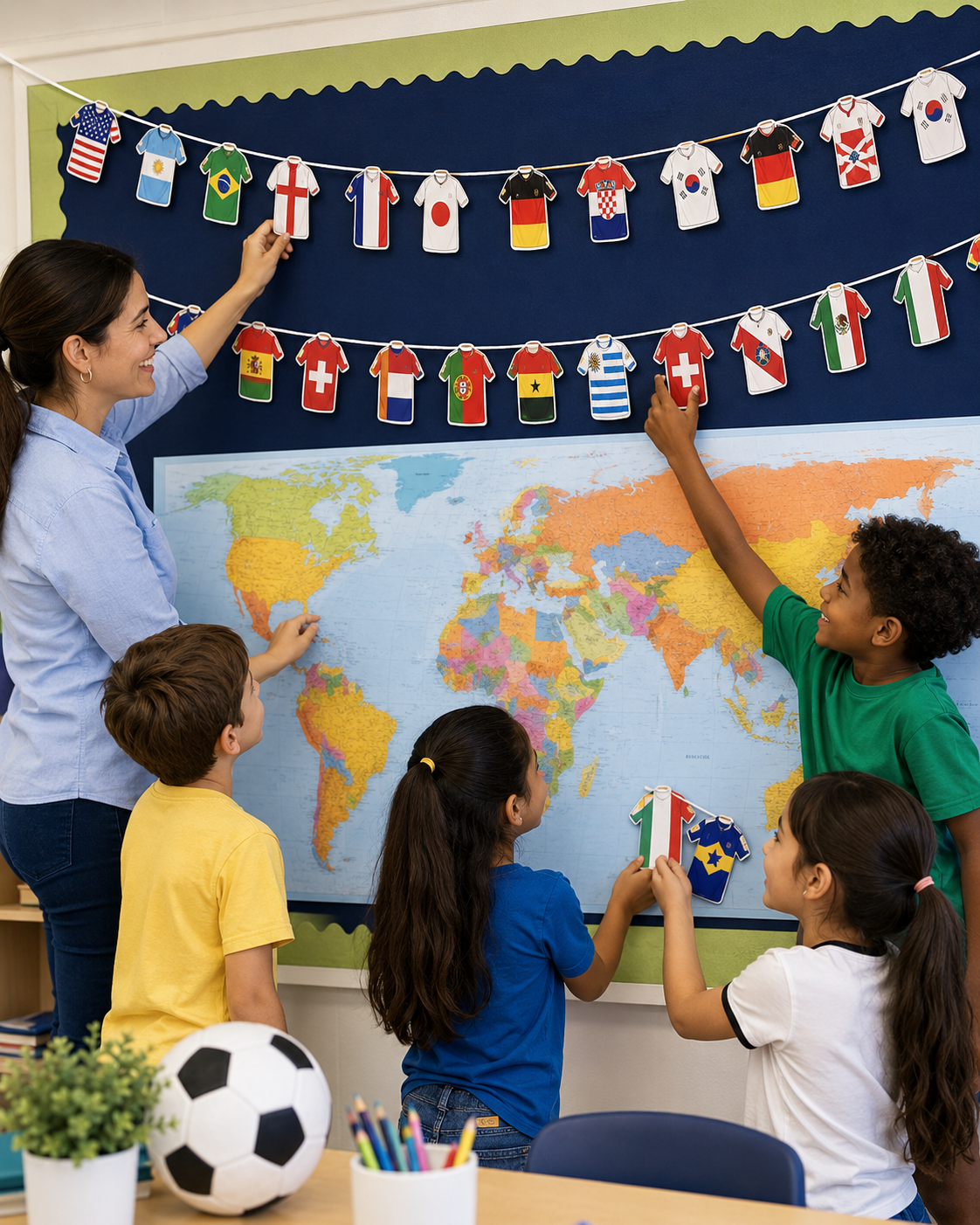 50-Piece International Soccer Flag Garland Use Scene Or Detail 5