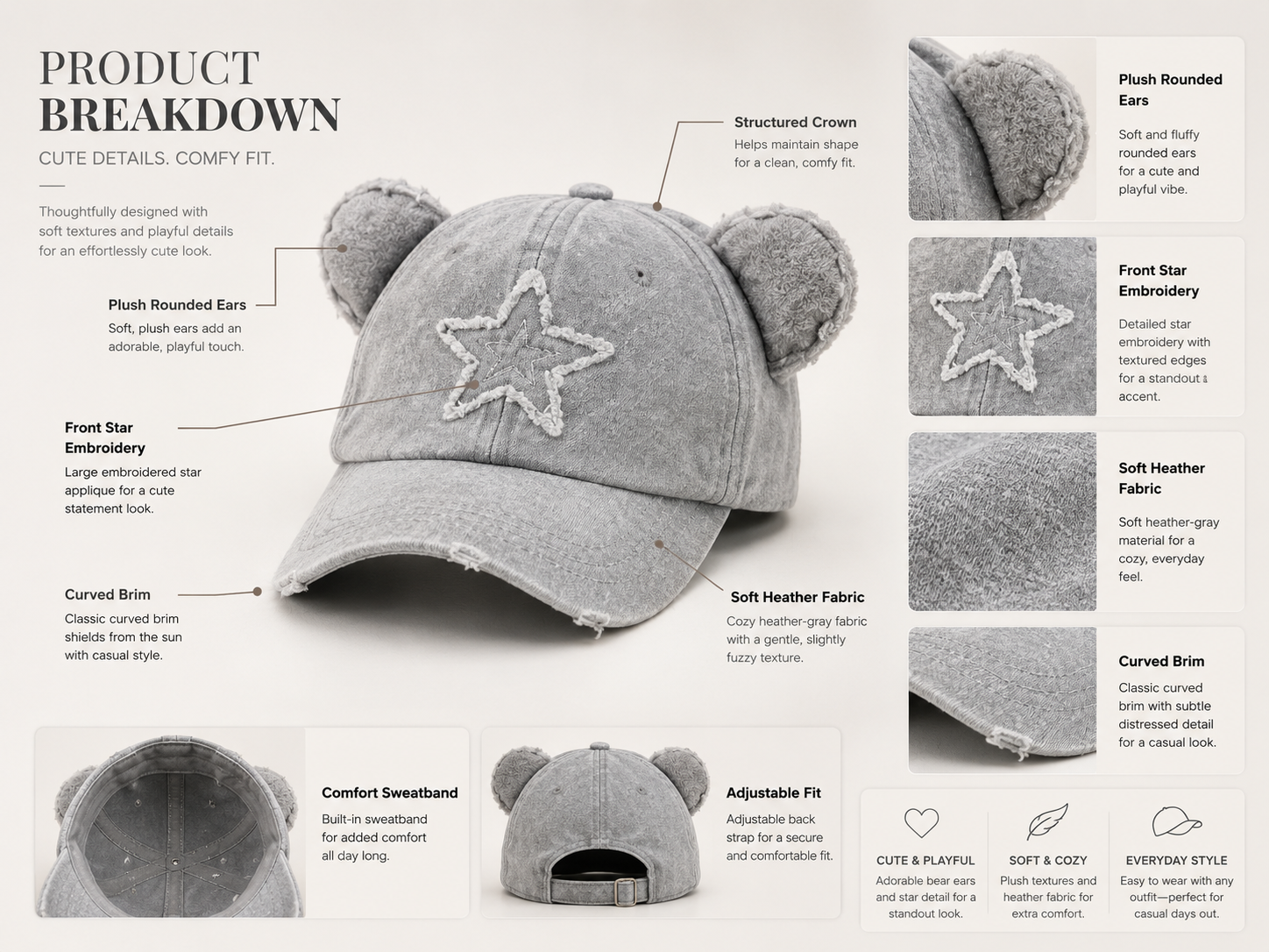 Bear Ear Baseball Cap - ChatGPT Image 2026年5月20日 14_55_23