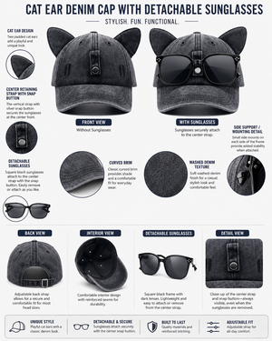 Sunglasses Cat Ear Baseball Cap - ChatGPT Image 2026年5月20日 17_16_32