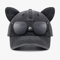 Sunglasses Cat Ear Baseball Cap - Black