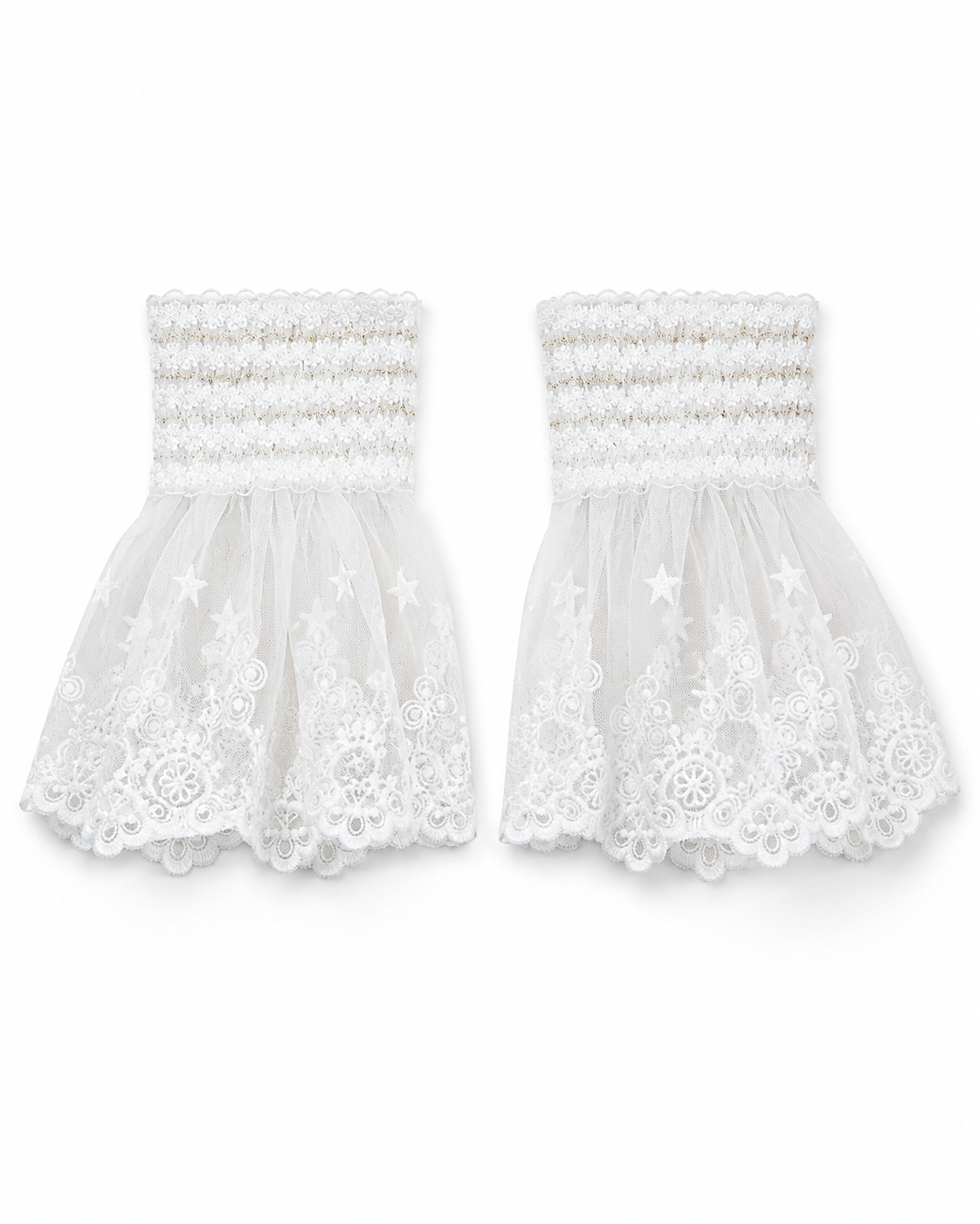 White lace wrist cuff sleeves