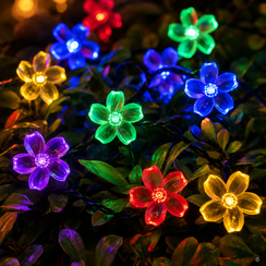 Solar Cherry Blossom String Lights for Garden Paths and Patio Decor