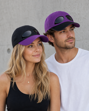 Black Purple Reversible Sunglasses Cap discount image