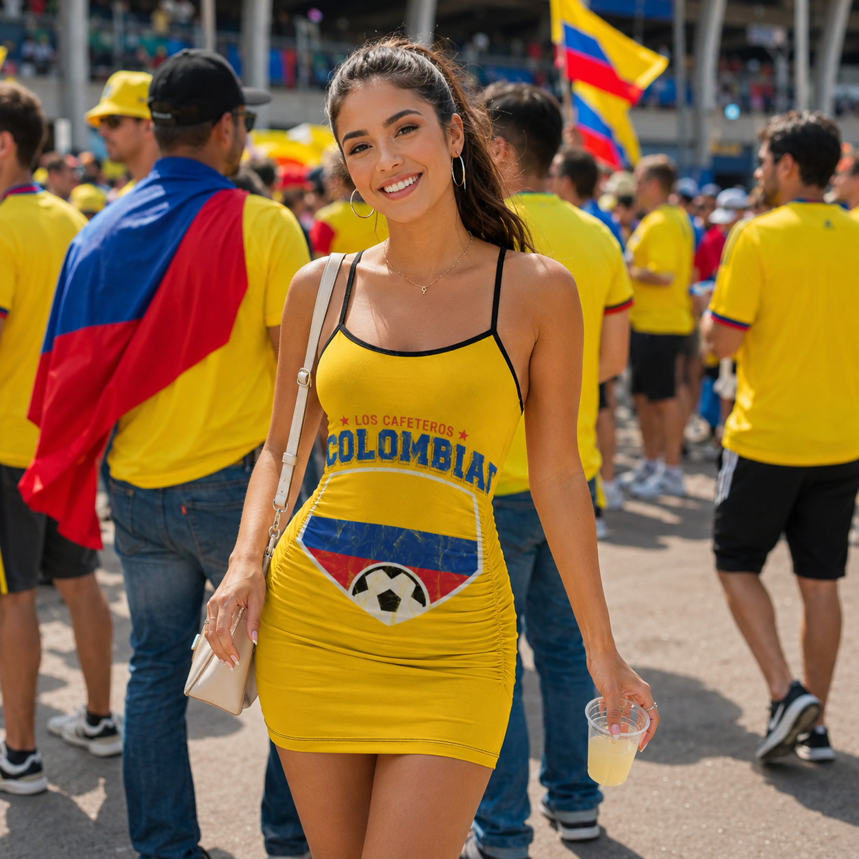 Colombia Flag Soccer Summer Dress Product Front Packshot 1