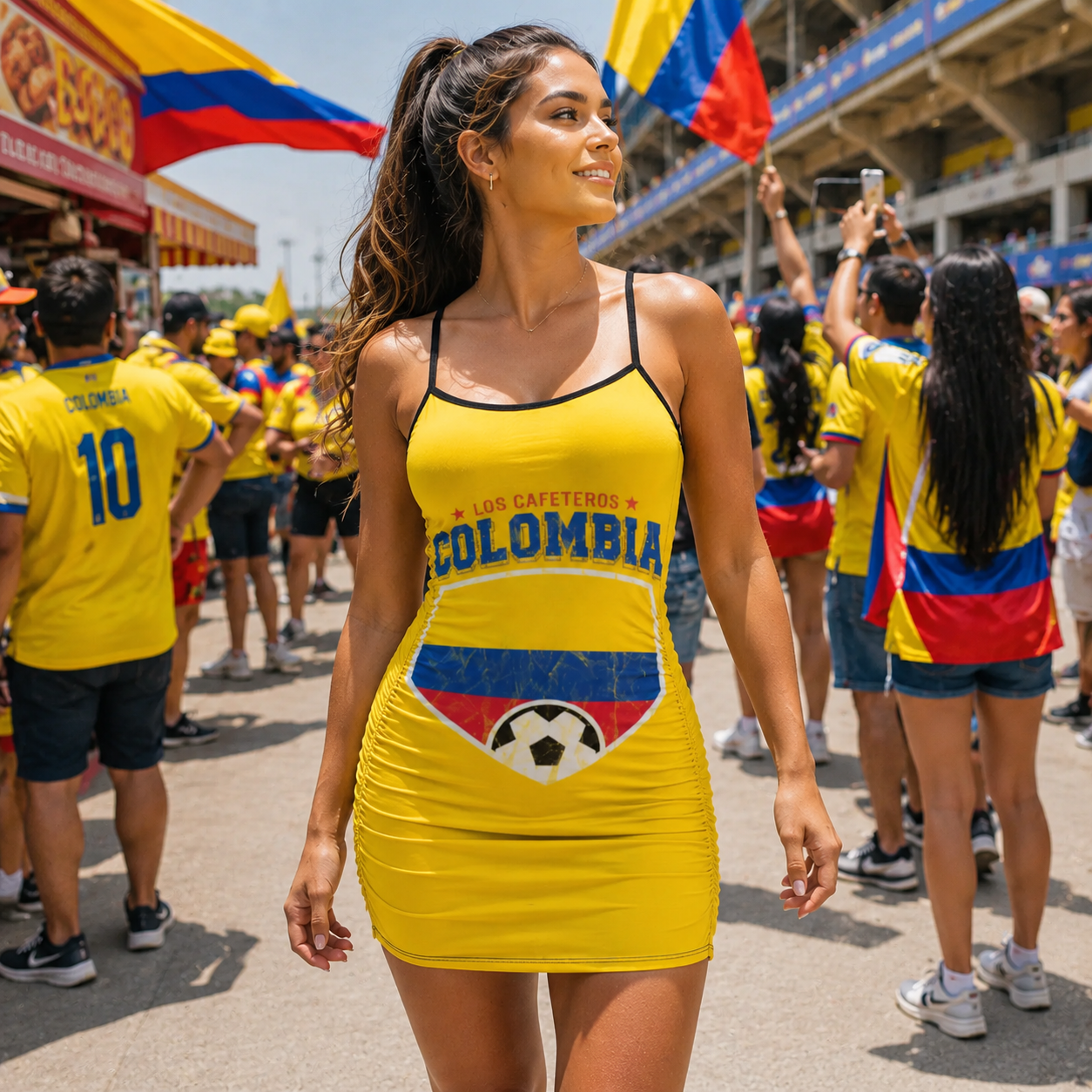 Colombia Flag Soccer Summer Dress Product Color Packshot 3