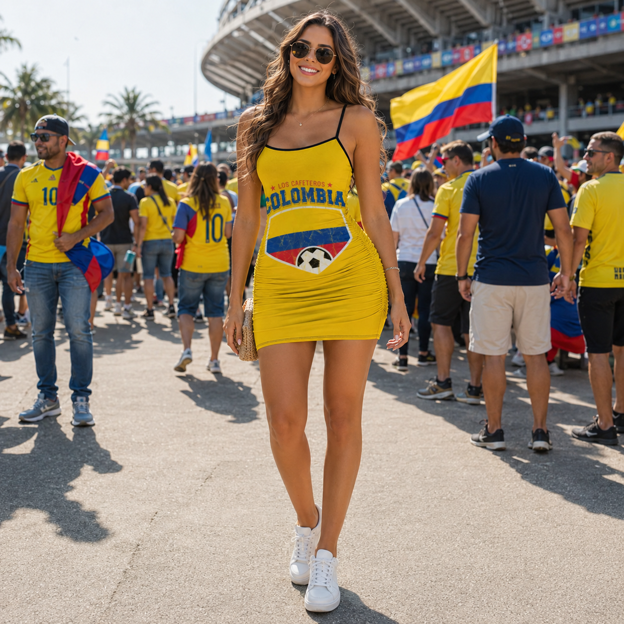 Colombia Flag Soccer Summer Dress Worn Or Detail Scene 9