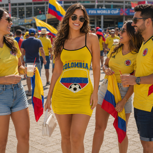 Colombia Flag Soccer Summer Dress Worn Or Detail Scene 11