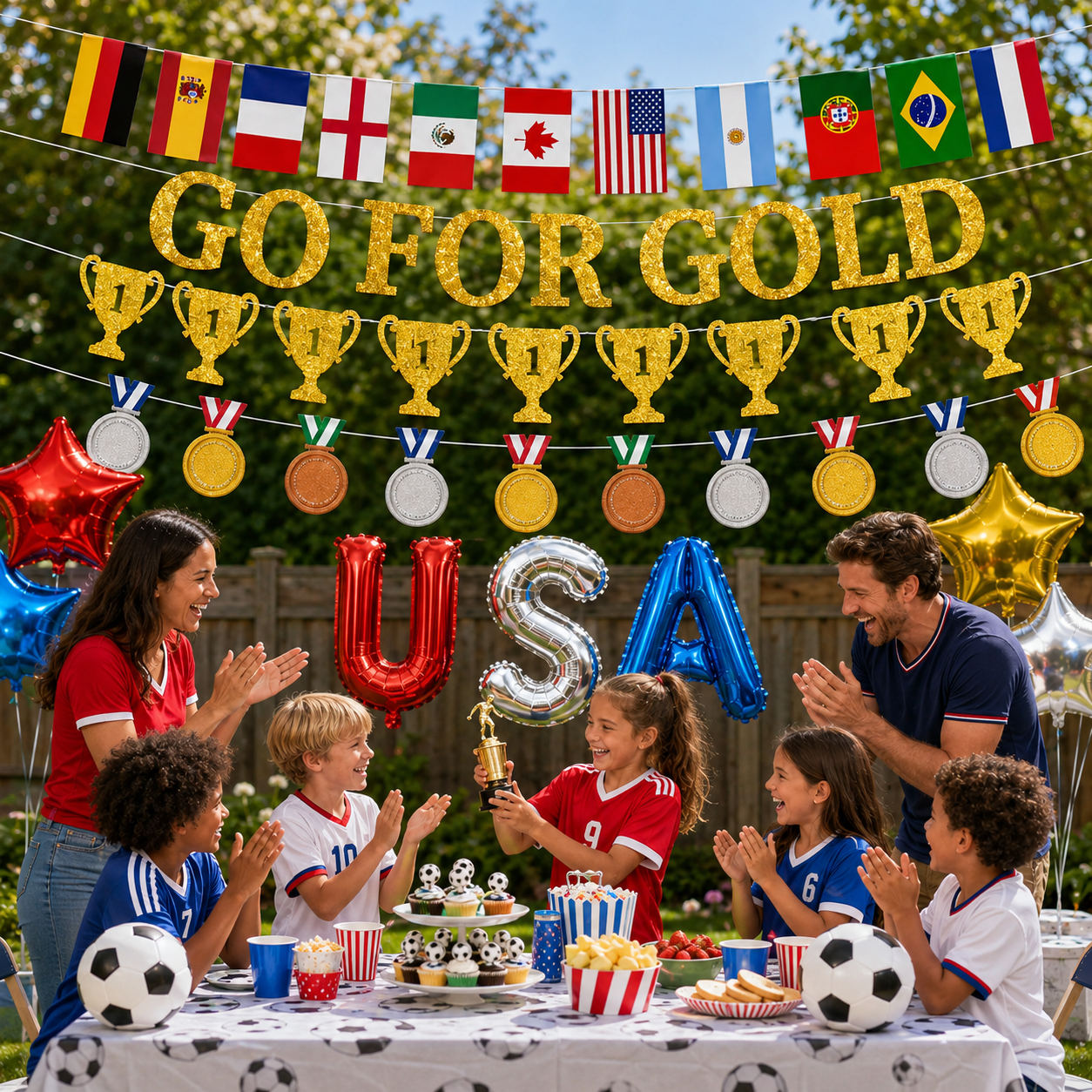 Go for Gold Soccer Party Banner Use Scene Or Detail 2