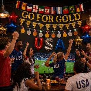 Go for Gold Soccer Party Banner Use Scene Or Detail 3