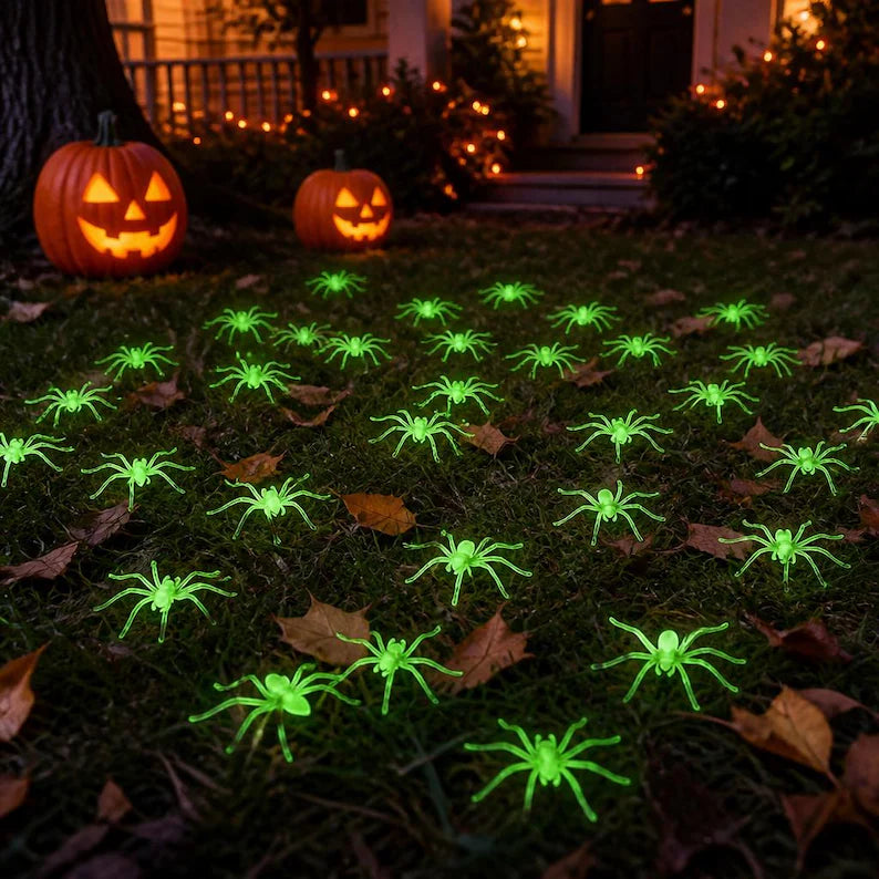 Glow-in-the-Dark Halloween Spiders for Party Favors and Yard Decor