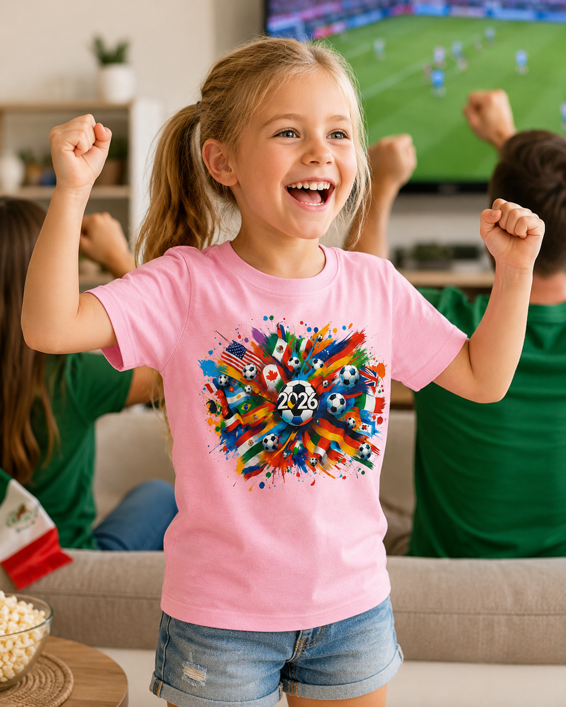 Kids Soccer Ball Graphic T-Shirt Worn Or Detail Scene 9