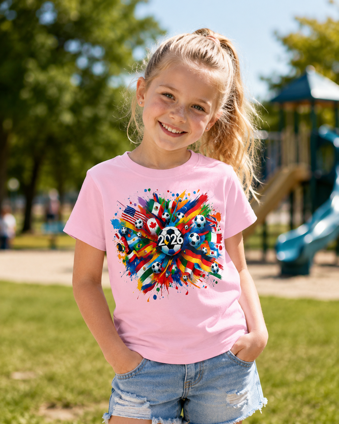 Kids Soccer Ball Graphic T-Shirt Worn Or Detail Scene 10
