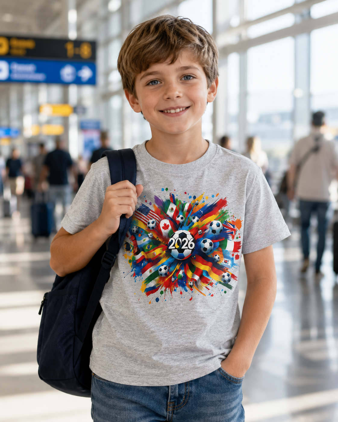 Kids Soccer Ball Graphic T-Shirt Worn Or Detail Scene 11